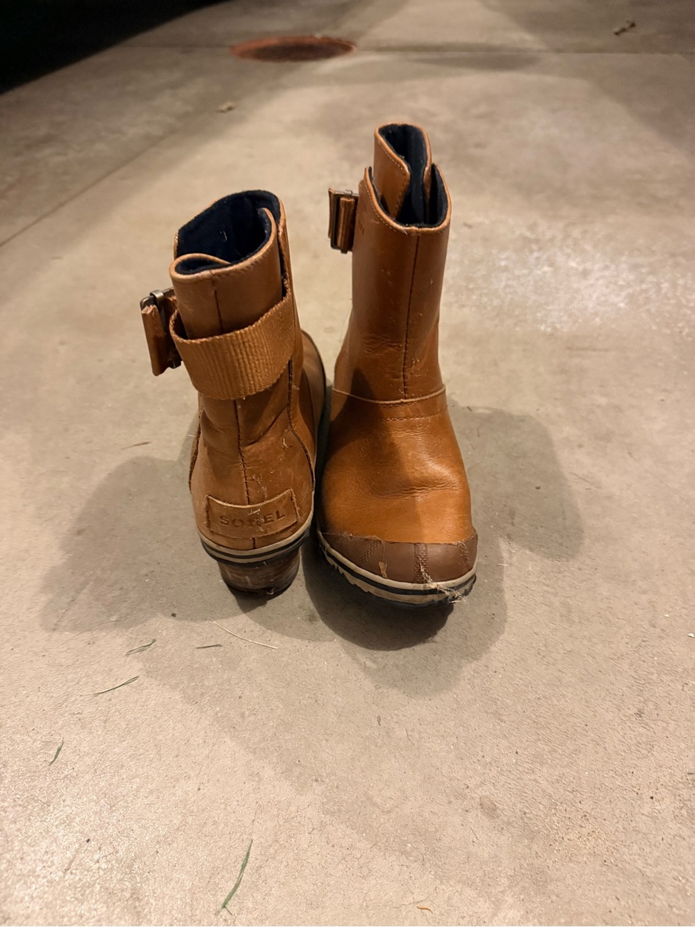 Sorel Kids Brown Leather Pull-On Boots with Side Buckle